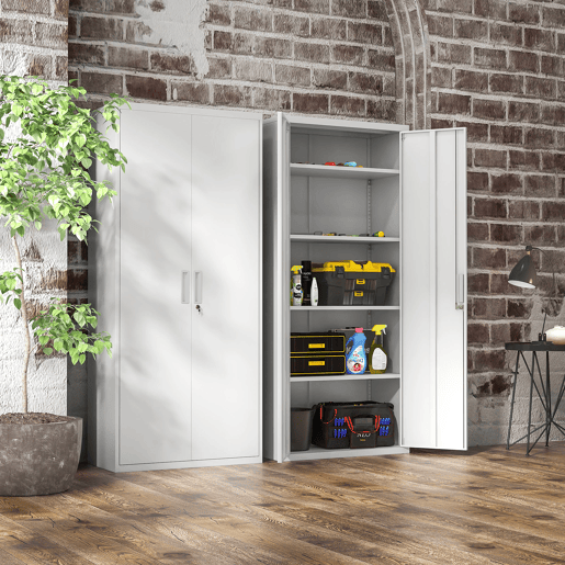 HOMCOM Armário para Arquivos de 5 Níveis com Chaves Prateleiras Ajustáveis Armário de Arquivos Metálico para Escritório Estudio Sala de Estar 80x40x180 cm Branco