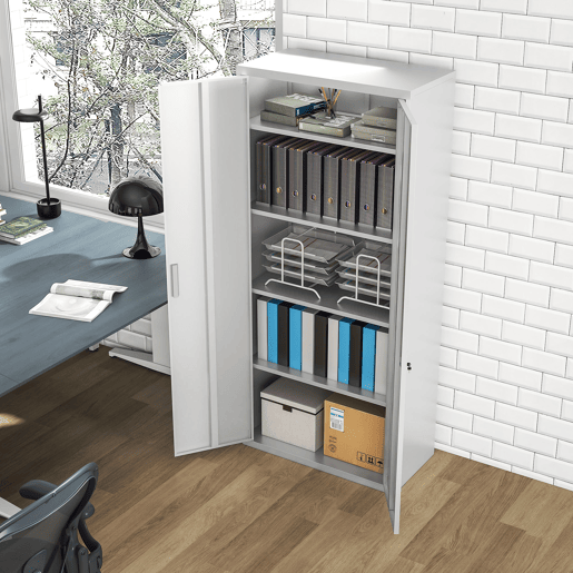 HOMCOM Armário para Arquivos de 5 Níveis com Chaves Prateleiras Ajustáveis Armário de Arquivos Metálico para Escritório Estudio Sala de Estar 80x40x180 cm Branco