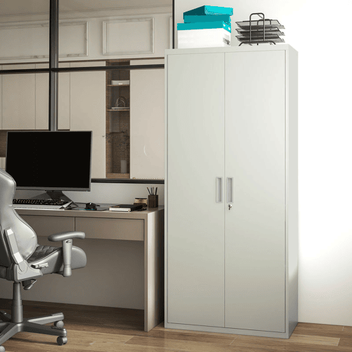 HOMCOM Armário para Arquivos de 5 Níveis com Chaves Prateleiras Ajustáveis Armário de Arquivos Metálico para Escritório Estudio Sala de Estar 80x40x180 cm Branco