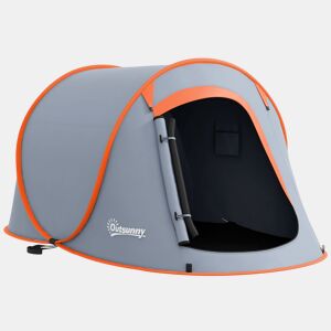 Outsunny Tenda de Campismo para 1-2 Pessoas Tenda de Campismo Impermeável de 2000 mm com Bolsa de Transporte para Campismo Pesca Trekking 245x148x105 cm Cinzento