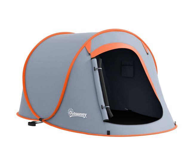 Outsunny tienda de campaña pop-up para 2-3 personas tienda de camping plegable portátil impermeable con ventana puerta y bolsa de transporte para pescar senderismo 245x148x105 cm gris