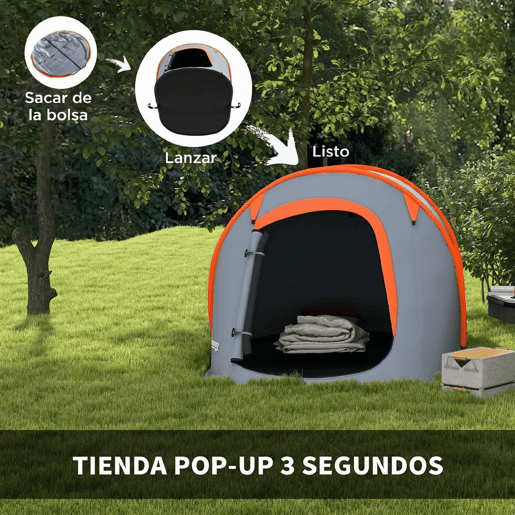 Outsunny Tenda de Campismo para 1-2 Pessoas Tenda de Campismo Impermeável de 2000 mm com Bolsa de Transporte para Campismo Pesca Trekking 245x148x105 cm Cinzento