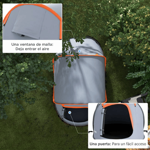 Outsunny Tenda de Campismo para 1-2 Pessoas Tenda de Campismo Impermeável de 2000 mm com Bolsa de Transporte para Campismo Pesca Trekking 245x148x105 cm Cinzento