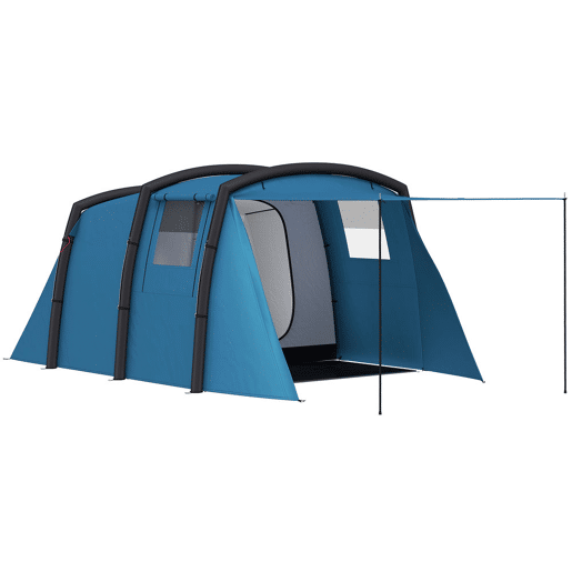 Outsunny Tenda de Campismo Inflável Familiar Tipo Túnel para 3-4 Pessoas Tenda de Campismo Glamping com Vestíbulo Janelas de Malha e Bolsa de Transporte Proteção UV 50+ Impermeável para Exterior