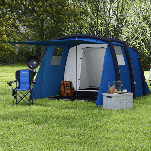 Outsunny Tenda de Campismo Inflável Familiar Tipo Túnel para 3-4 Pessoas Tenda de Campismo Glamping com Vestíbulo Janelas de Malha e Bolsa de Transporte Proteção UV 50+ Impermeável para Exterior