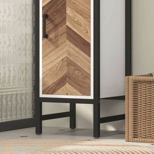 HOMCOM Armário Alto de Casa de Banho, Coluna 30x30x170 cm com 3 Prateleiras Abertas, 1 Porta e Prateleira Ajustável, Móvel Auxiliar com Sistema Anti-queda, Branco e Nogueira