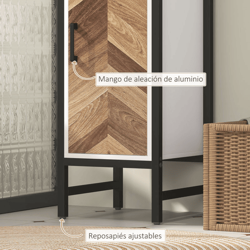 HOMCOM Armário Alto de Casa de Banho, Coluna 30x30x170 cm com 3 Prateleiras Abertas, 1 Porta e Prateleira Ajustável, Móvel Auxiliar com Sistema Anti-queda, Branco e Nogueira