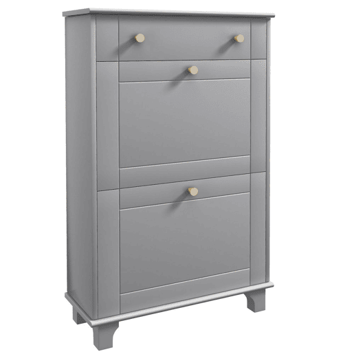 HOMCOM Sapateira Móvel Sapateira Estreita com 2 Portas e 1 Gaveta para 8 Pares de Sapatos para Entrada Corredor 60x23,5x98,5 cm Cinzento