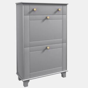 HOMCOM Sapateira Móvel Sapateira Estreita com 2 Portas e 1 Gaveta para 8 Pares de Sapatos para Entrada Corredor 60x23,5x98,5 cm Cinzento