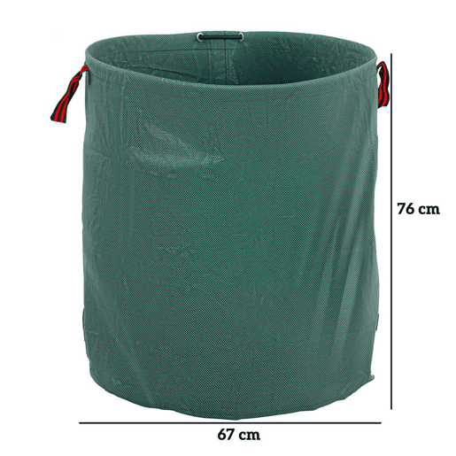Outsunny Conjunto de 3 Sacos de Resíduos de Jardim 272L Sacos para Resíduos Resistentes com Pegas Reforçadas e Aros Flexíveis Dobráveis e Reutilizáveis Ø67x76 cm Verde