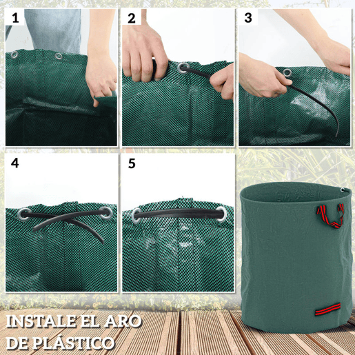 Outsunny Conjunto de 3 Sacos de Resíduos de Jardim 272L Sacos para Resíduos Resistentes com Pegas Reforçadas e Aros Flexíveis Dobráveis e Reutilizáveis Ø67x76 cm Verde