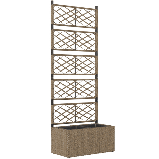 Outsunny Jardineira com Treliça 2 Vasos Amovíveis para Plantas Trepadeiras Jardineira Grande para Exterior de Vime para Pátio Terraço 57x30x150 cm Madeira