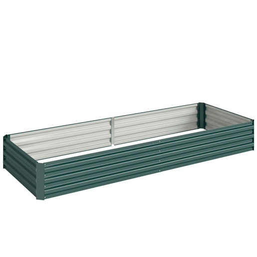 Outsunny Floreira Exterior Grande Retangular em Aço Galvanizado, Horta Urbana para Plantas, Vaso Grande Exterior com Base Aberta, Resistente às Intempéries, 241x90,5x30 cm, Verde