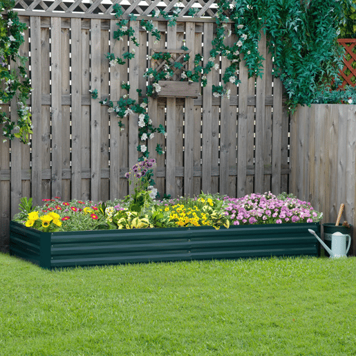 Outsunny Floreira Exterior Grande Retangular em Aço Galvanizado, Horta Urbana para Plantas, Vaso Grande Exterior com Base Aberta, Resistente às Intempéries, 241x90,5x30 cm, Verde