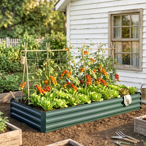 Outsunny Floreira Exterior Grande Retangular em Aço Galvanizado, Horta Urbana para Plantas, Vaso Grande Exterior com Base Aberta, Resistente às Intempéries, 241x90,5x30 cm, Verde