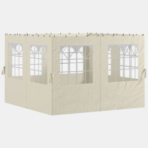 Outsunny 4 Paredes Laterais para Tenda 3x3 m Laterais de Tenda com Ganchos 8 Janelas Proteção UV Substituição Lateral para Tenda de Jardim Exterior Festa Creme