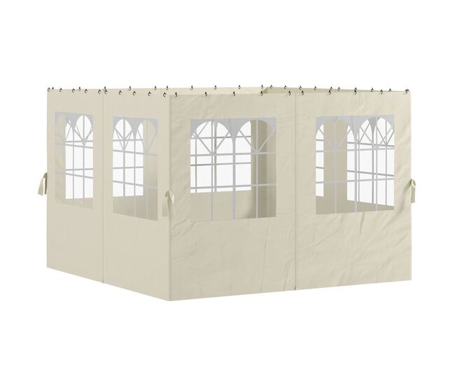 Outsunny 4 paredes laterales para cenador 3x3 m laterales de carpa con ganchos 8 ventanas protección uv reemplazo lateral para carpa de jardín