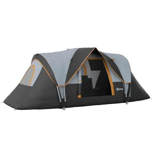 Outsunny Tenda de Campismo para 4-5 Pessoas Impermeável 3000mm+ Anti UV com Bolsa de Transporte e Gancho para Luz 455x230x180 cm Cinza e Preto
