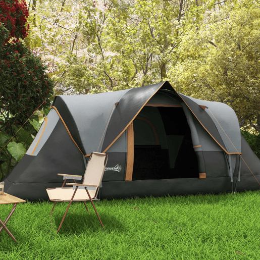 Outsunny Tenda de Campismo para 4-5 Pessoas Impermeável 3000mm+ Anti UV com Bolsa de Transporte e Gancho para Luz 455x230x180 cm Cinza e Preto