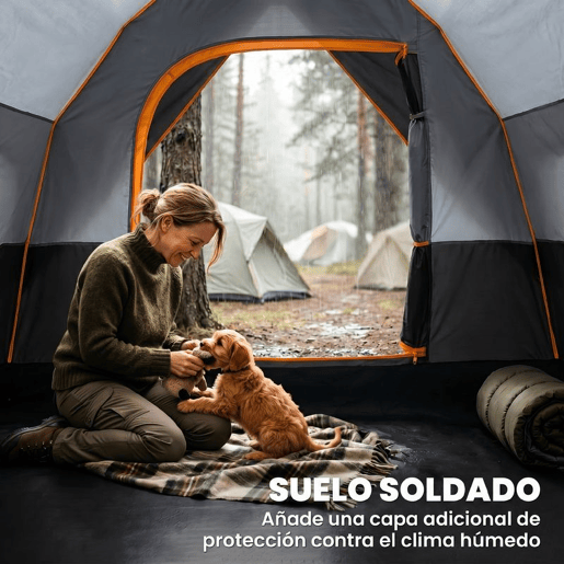 Outsunny Tenda de Campismo para 4-5 Pessoas Impermeável 3000mm+ Anti UV com Bolsa de Transporte e Gancho para Luz 455x230x180 cm Cinza e Preto