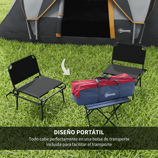 Outsunny Tenda de Campismo para 4-5 Pessoas Impermeável 3000mm+ Anti UV com Bolsa de Transporte e Gancho para Luz 455x230x180 cm Cinza e Preto