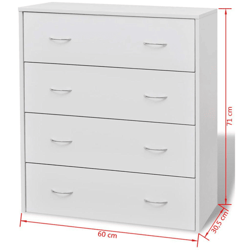 Aparador aparador armário console com 4 gavetas 71 cm branco 4402003