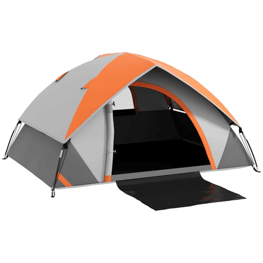 Outsunny Tenda de Campismo para 1-2 Pessoas Tenda de Campismo Dobrável com Janela e Bolsa de Transporte Impermeável 3000 mm 210x150x110 cm Laranja