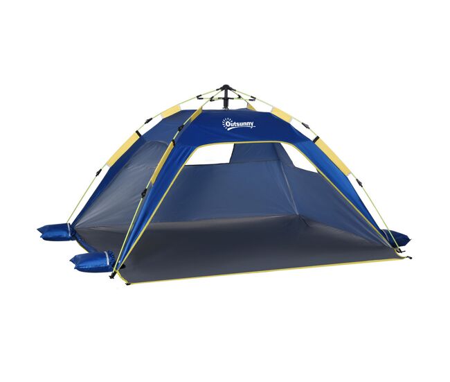 Outsunny tienda de playa plegable, carpa de playa pop-up para 1-2 personas con protección uv, impermeable, bolsa de transporte, para parque, camping,