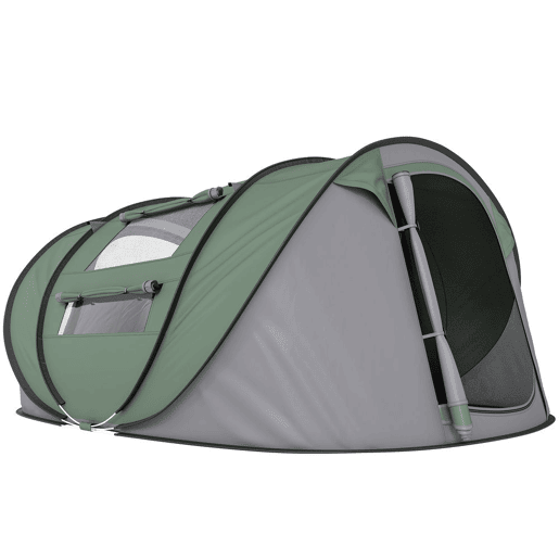Outsunny Tenda de Campismo Pop-up para 2-3 Pessoas Tenda de Campismo Instantânea com Janelas Bolsos e Bolsa de Transporte Impermeável Anti-UV 263,5x220x123 cm Verde e Cinzento