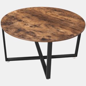 Mesa de centro redonda com diâmetro de 88 cm para sala de estar, estilo industrial, estrutura de metal durável, fácil de montar, para sala de estar, quarto, rústico, marrom 12_0001006