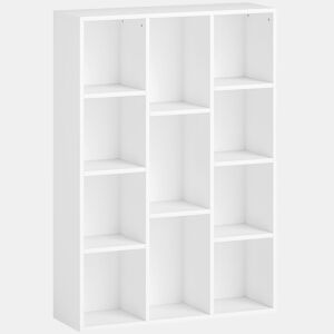 HOMCOM Estante de 3 Níveis Estante para Livros com 11 Compartimentos Desenho Vertical ou Horizontal para Sala de Estar Escritório Dormitório 74,3x24x106 cm Branco