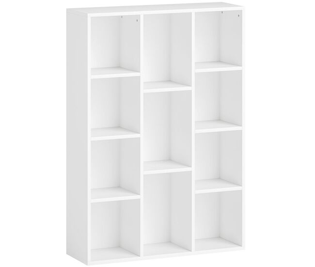 Homcom librería de 4 niveles estantería de libros con 11 compartimentos diseño vertical u horizontal para sala de estar oficina dormitorio 74,3x24x106