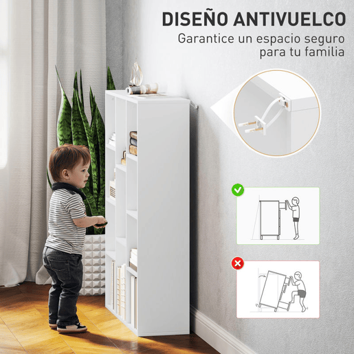 HOMCOM Estante de 3 Níveis Estante para Livros com 11 Compartimentos Desenho Vertical ou Horizontal para Sala de Estar Escritório Dormitório 74,3x24x106 cm Branco HOMCOM Estante de 3 Níveis Estante para Livros com 11 Compartimentos Desenho Vertical ou Horizontal para Sala de Estar Escritório Dormitório 74,3x24x106 cm Branco