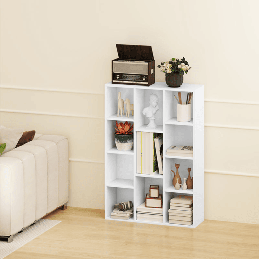 HOMCOM Estante de 3 Níveis Estante para Livros com 11 Compartimentos Desenho Vertical ou Horizontal para Sala de Estar Escritório Dormitório 74,3x24x106 cm Branco HOMCOM Estante de 3 Níveis Estante para Livros com 11 Compartimentos Desenho Vertical ou Horizontal para Sala de Estar Escritório Dormitório 74,3x24x106 cm Branco