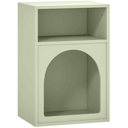 HOMCOM Mesa de Cabeceira Moderna Mesa de Cabeceira Estreita com 2 Compartimentos Abertos Desenho em Forma de Arco Mesa Auxiliar para Sala de Estar Quarto 40x30x60 cm Verde