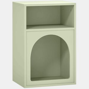 HOMCOM Mesa de Cabeceira Moderna Mesa de Cabeceira Estreita com 2 Compartimentos Abertos Desenho em Forma de Arco Mesa Auxiliar para Sala de Estar Quarto 40x30x60 cm Verde