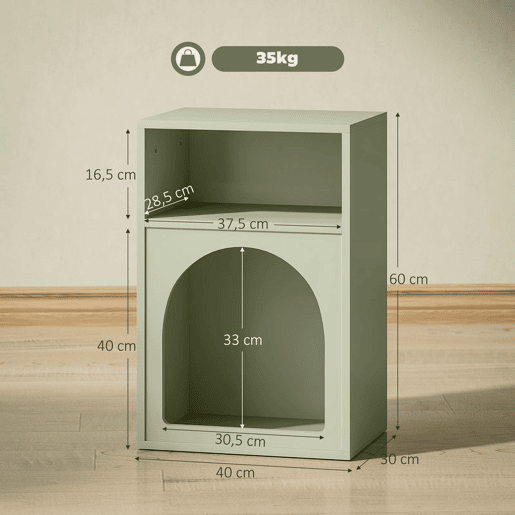 HOMCOM Mesa de Cabeceira Moderna Mesa de Cabeceira Estreita com 2 Compartimentos Abertos Desenho em Forma de Arco Mesa Auxiliar para Sala de Estar Quarto 40x30x60 cm Verde