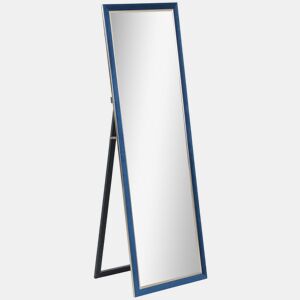 HOMCOM Espelho de Pé 50x150 cm Espelho de Corpo Inteiro com Estrutura em Veludo e Suporte para Sala de Estar Dormitório Azul
