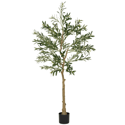 HOMCOM Oliveira Artificial 150 cm Planta Artificial Decorativa Grande Árvore Artificial de Interior com 32 Azeitonas Decoração para Lar Escritório Varanda Quarto Verde