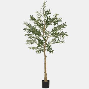 HOMCOM Oliveira Artificial 150 cm Planta Artificial Decorativa Grande Árvore Artificial de Interior com 32 Azeitonas Decoração para Lar Escritório Varanda Quarto Verde