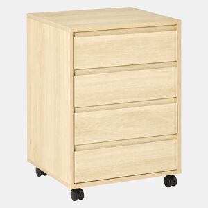 HOMCOM Bloco de Gavetas de Escritório com 4 Gavetas Bloco de Gavetas para Secretária com Rodas Arquivador Móvel para Estudo 46x40x65 cm Madeira