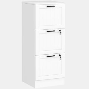 HOMCOM Arquivador para Escritório Móvel Arquivador com 3 Gavetas para Escritório com Fechaduras Gavetas Suspensas para A4 40x40x101 cm Branco