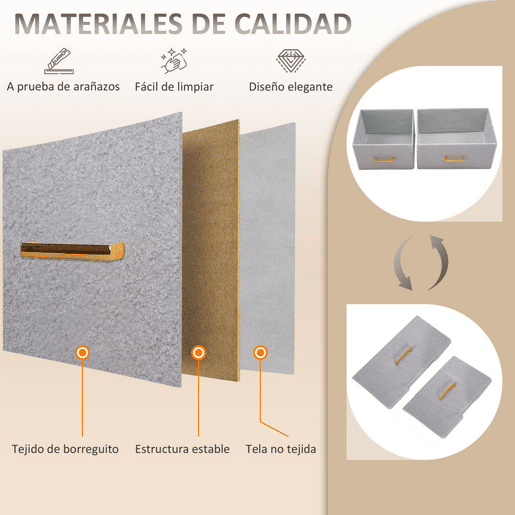 HOMCOM Cómoda com 9 Gavetas Estofada em Borreguito Cómoda de Tela com Estrutura de Aço Cómoda para Dormitório Corredor 100x30x99 cm Cinzento