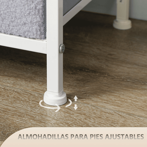 HOMCOM Cómoda com 9 Gavetas Estofada em Borreguito Cómoda de Tela com Estrutura de Aço Cómoda para Dormitório Corredor 100x30x99 cm Cinzento