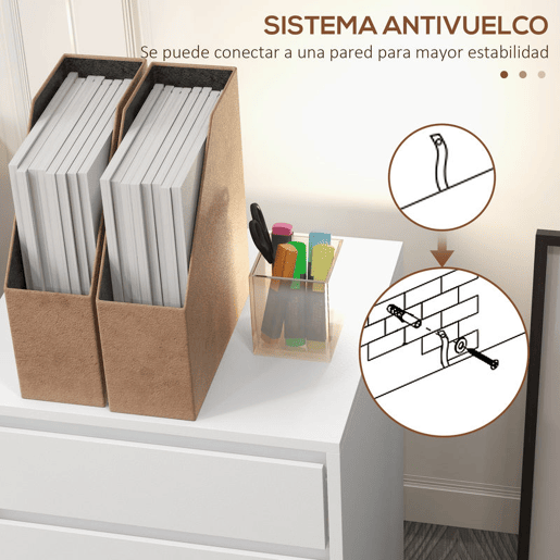 HOMCOM Bloco de Gavetas de Escritório com 4 Gavetas Bloco de Gavetas para Secretária com Rodas Arquivador Móvel para Estudo 46x40x65 cm Branco