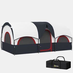 Outsunny Tenda de Campismo Familiar Tipo Túnel Tenda para 4-6 Pessoas Impermeável 3.000 mm Tenda de Campismo Dobrável com 2 Quartos e Saco de Transporte 435x251x195 cm Cinzento Escuro