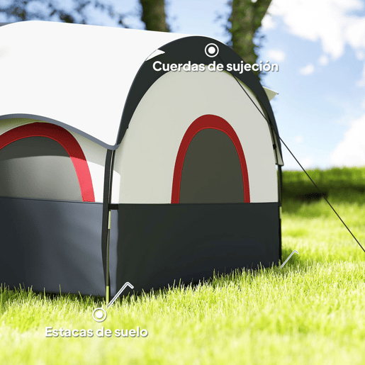Outsunny Tenda de Campismo Familiar Tipo Túnel Tenda para 4-6 Pessoas Impermeável 3.000 mm Tenda de Campismo Dobrável com 2 Quartos e Saco de Transporte 435x251x195 cm Cinzento Escuro
