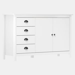 Aparador Buffet cômoda armário organizador cozinha sala Hill 130 x 40 x 80 cm madeira maciça de pinho branco 02_0035666