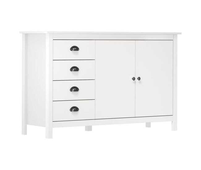 Aparador Cómoda Cómoda Mueble Almacenamiento Organizador Cocina Salón Salón Hill 130 x 40 x 80 cm Madera Maciza de Pino Blanco 02_0035666