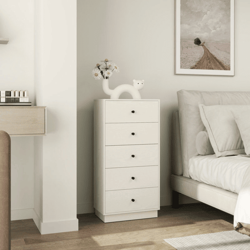 HOMCOM Cómoda com 5 Gavetas Cómoda de Quarto Estreita com Anti-Tombo Gaveteiro Alto para Sala de Estar Corredor 47x29x95 cm Branco HOMCOM Cómoda com 5 Gavetas Cómoda de Quarto Estreita com Anti-Tombo Gaveteiro Alto para Sala de Estar Corredor 47x29x95 cm Branco